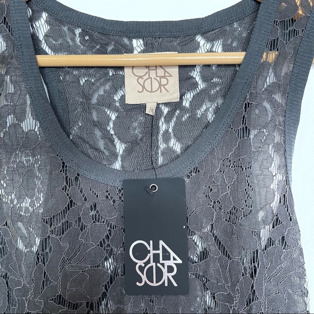 Chaser Gray Lace Racerback Top - Picture 4 of 6